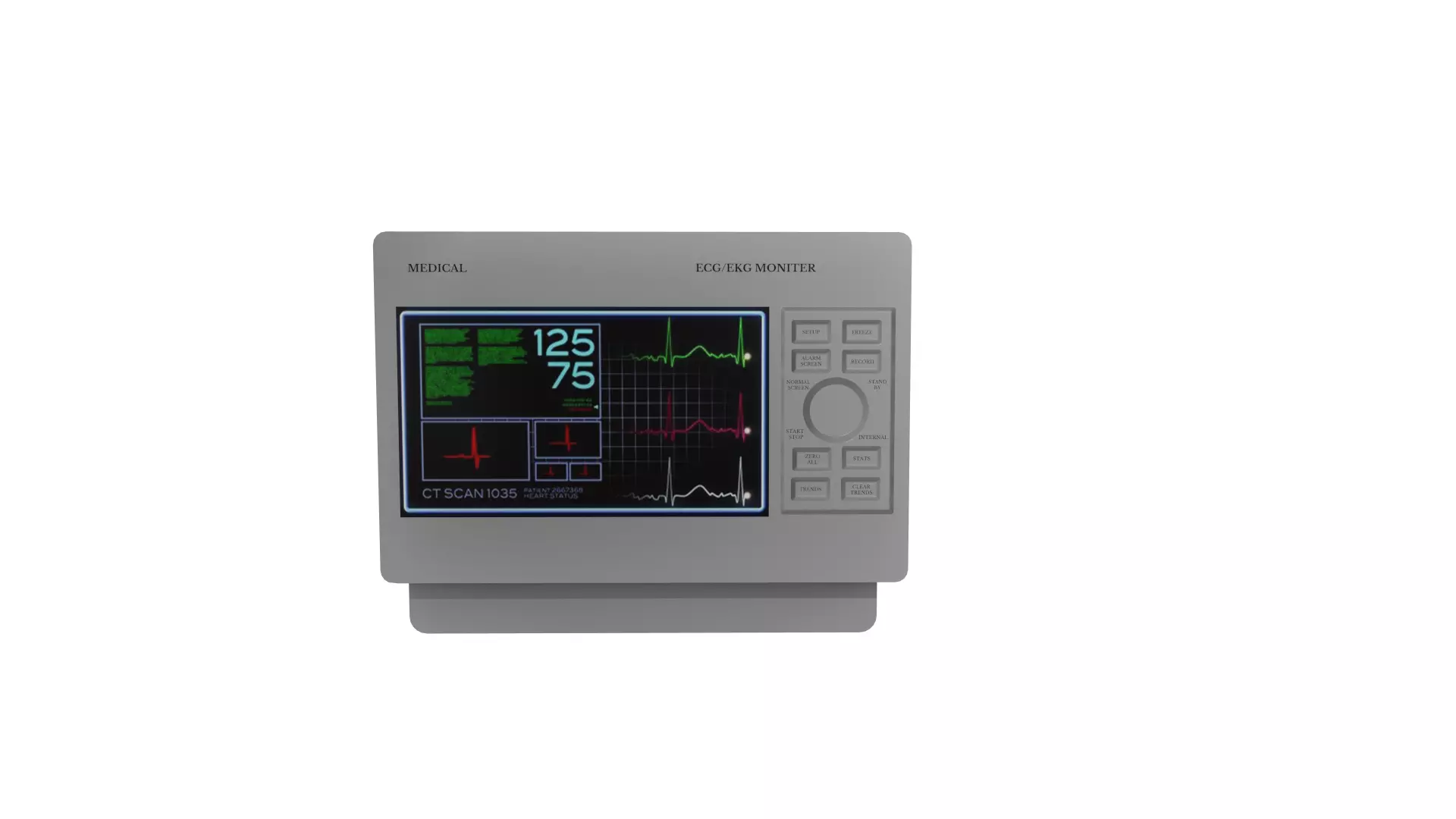 ECG Monitor Low-poly 3D model_0