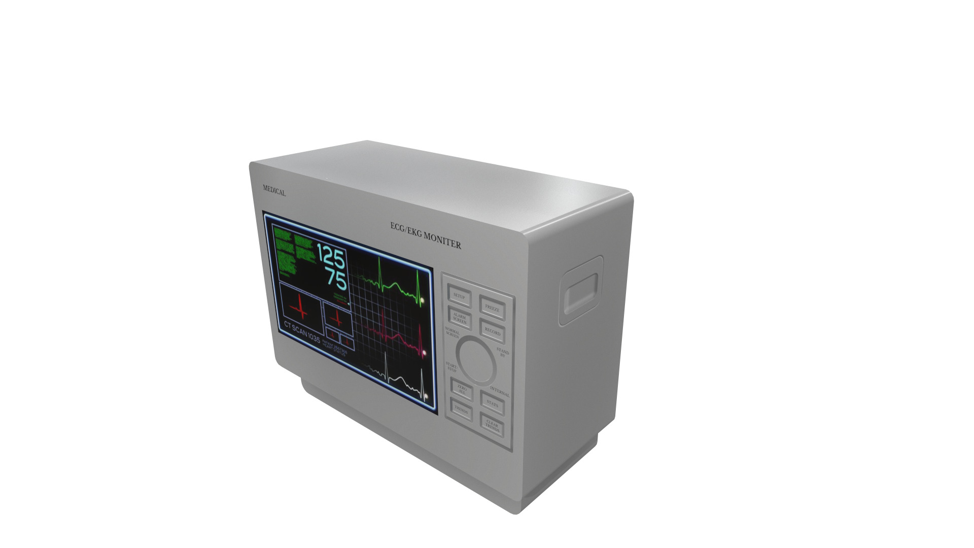 ECG Monitor Low-poly 3D model_4
