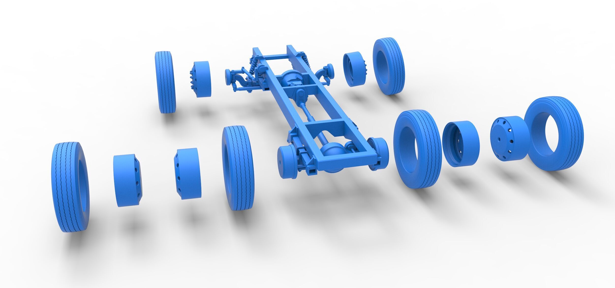 Chassis of Vintage GATR Racing Semi truck V2 Scale 1 to 25 3D print model_29