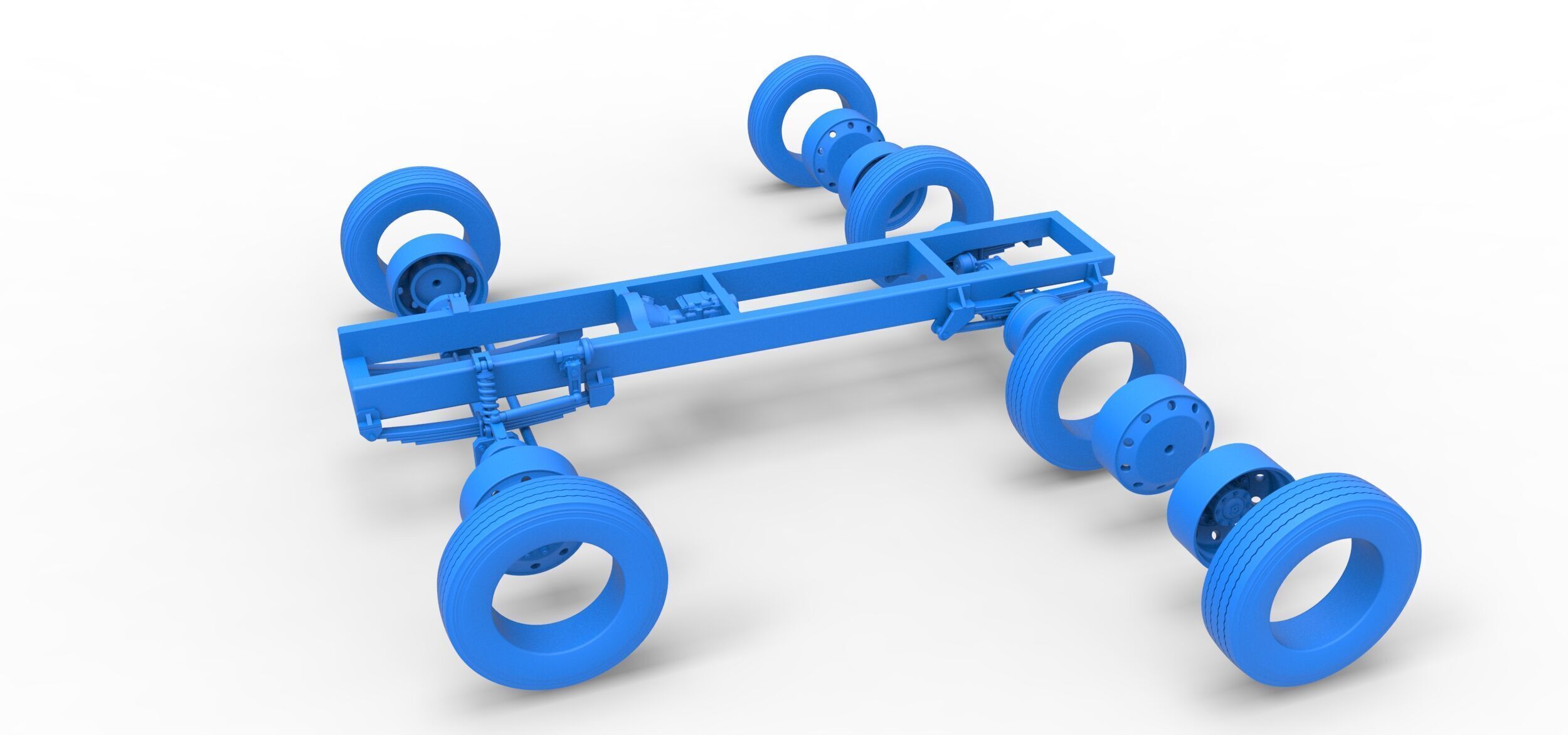 Chassis of Vintage GATR Racing Semi truck V2 Scale 1 to 25 3D print model_27