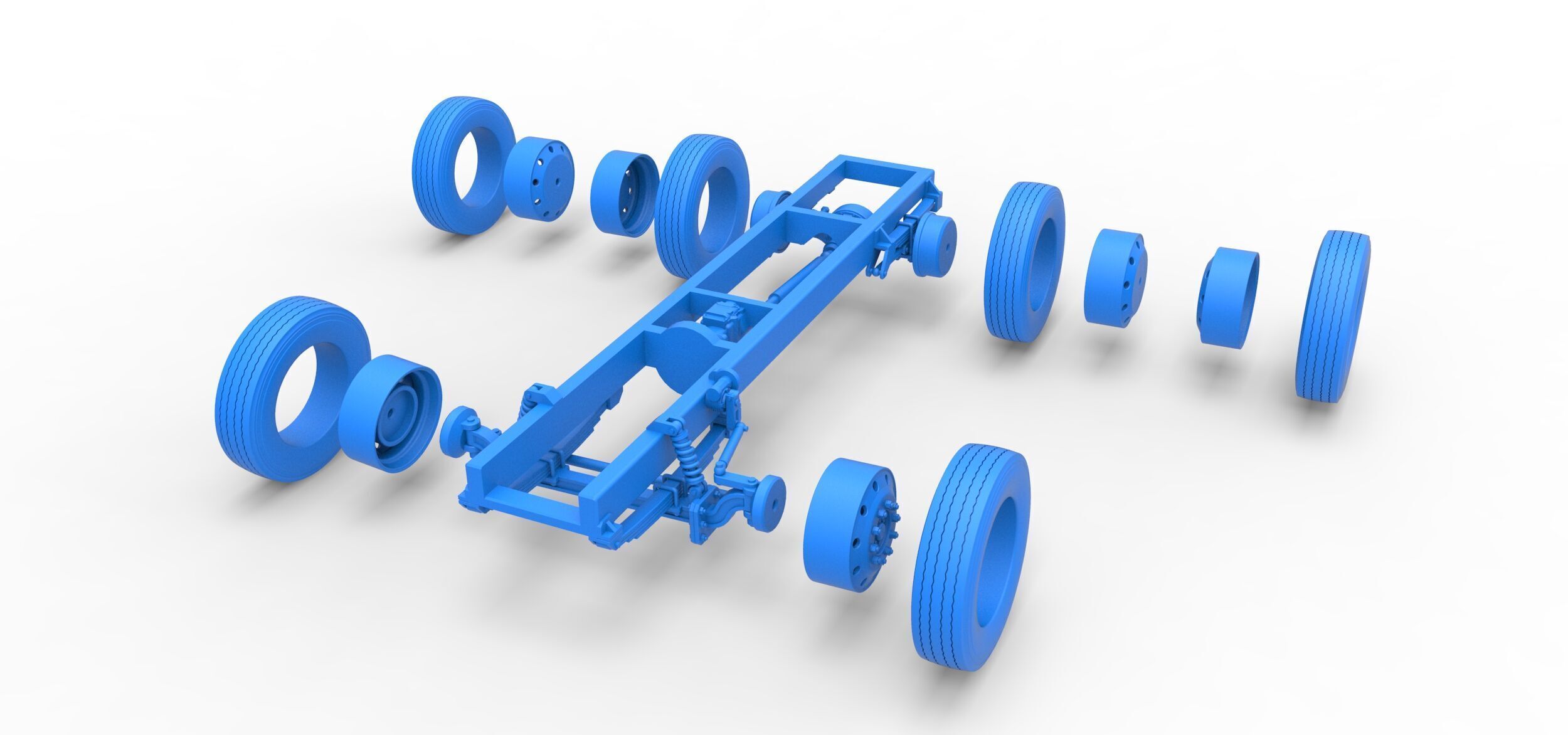 Chassis of Vintage GATR Racing Semi truck V2 Scale 1 to 25 3D print model_26