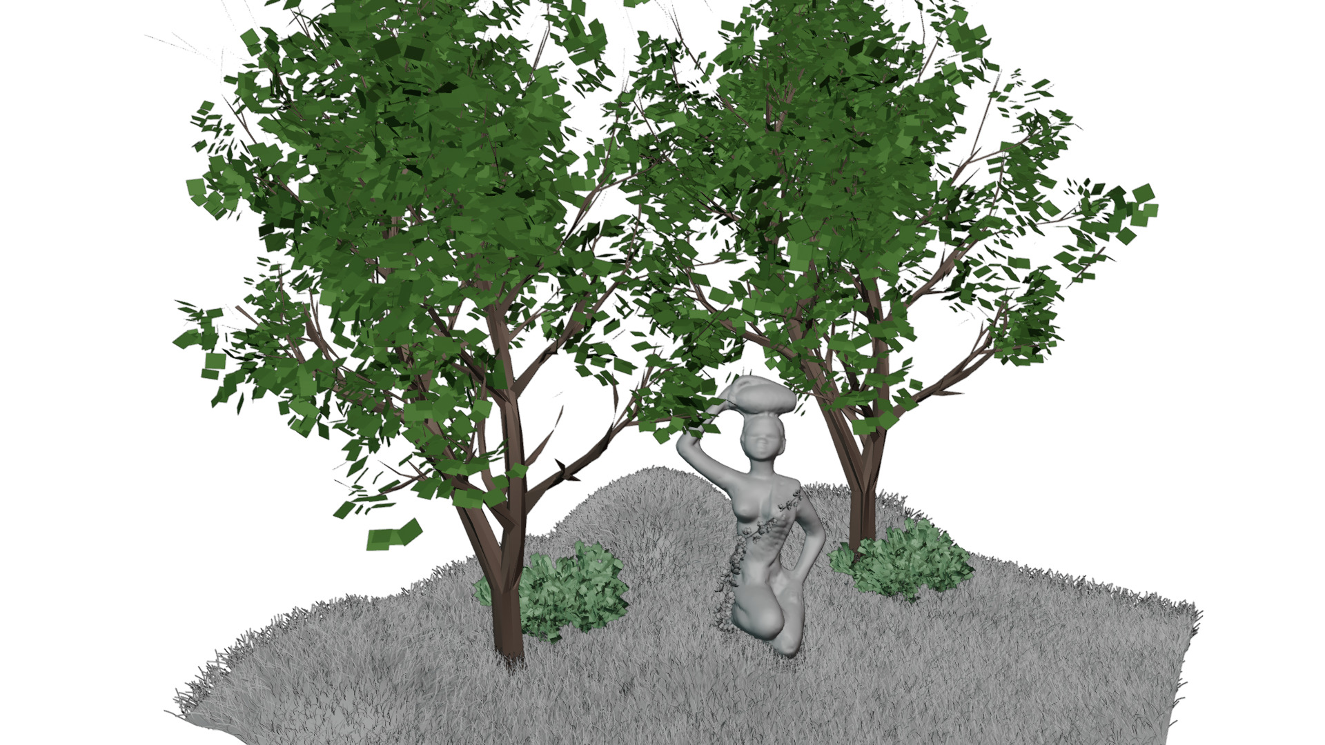 Stone Garden Statue  Feminine Figure with Floral Details Low-poly 3D model_6