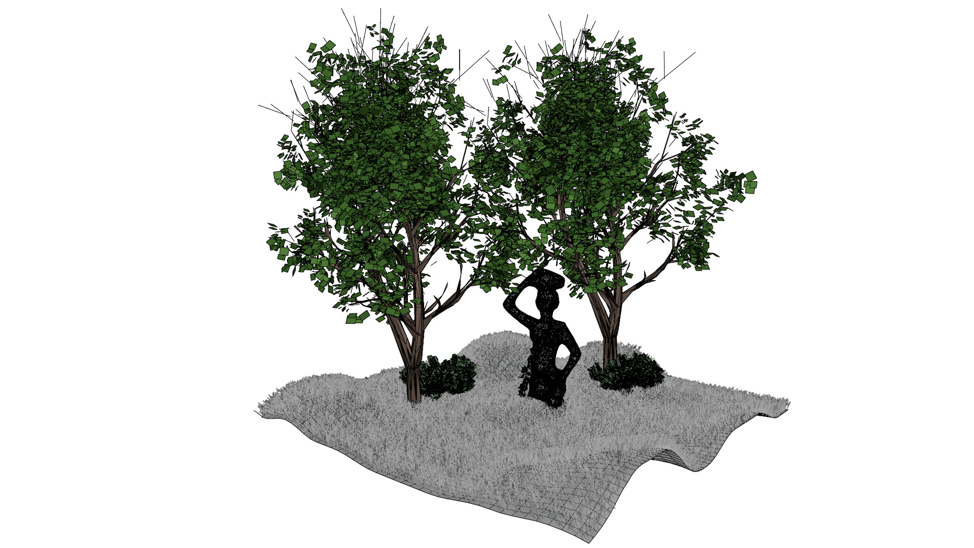 Stone Garden Statue  Feminine Figure with Floral Details Low-poly 3D model_9