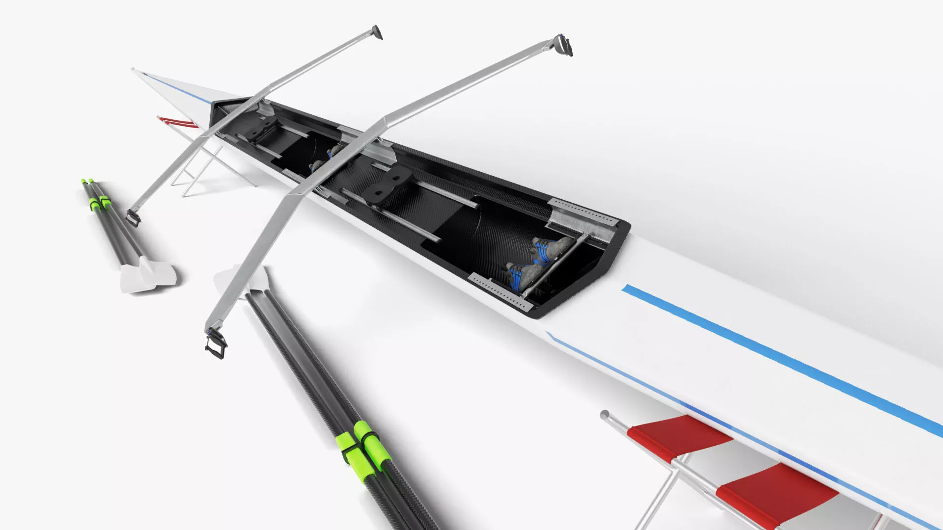 Rowing Boat Double Scull Rigged 3D model