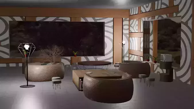 Relaxation room Free low-poly 3D model