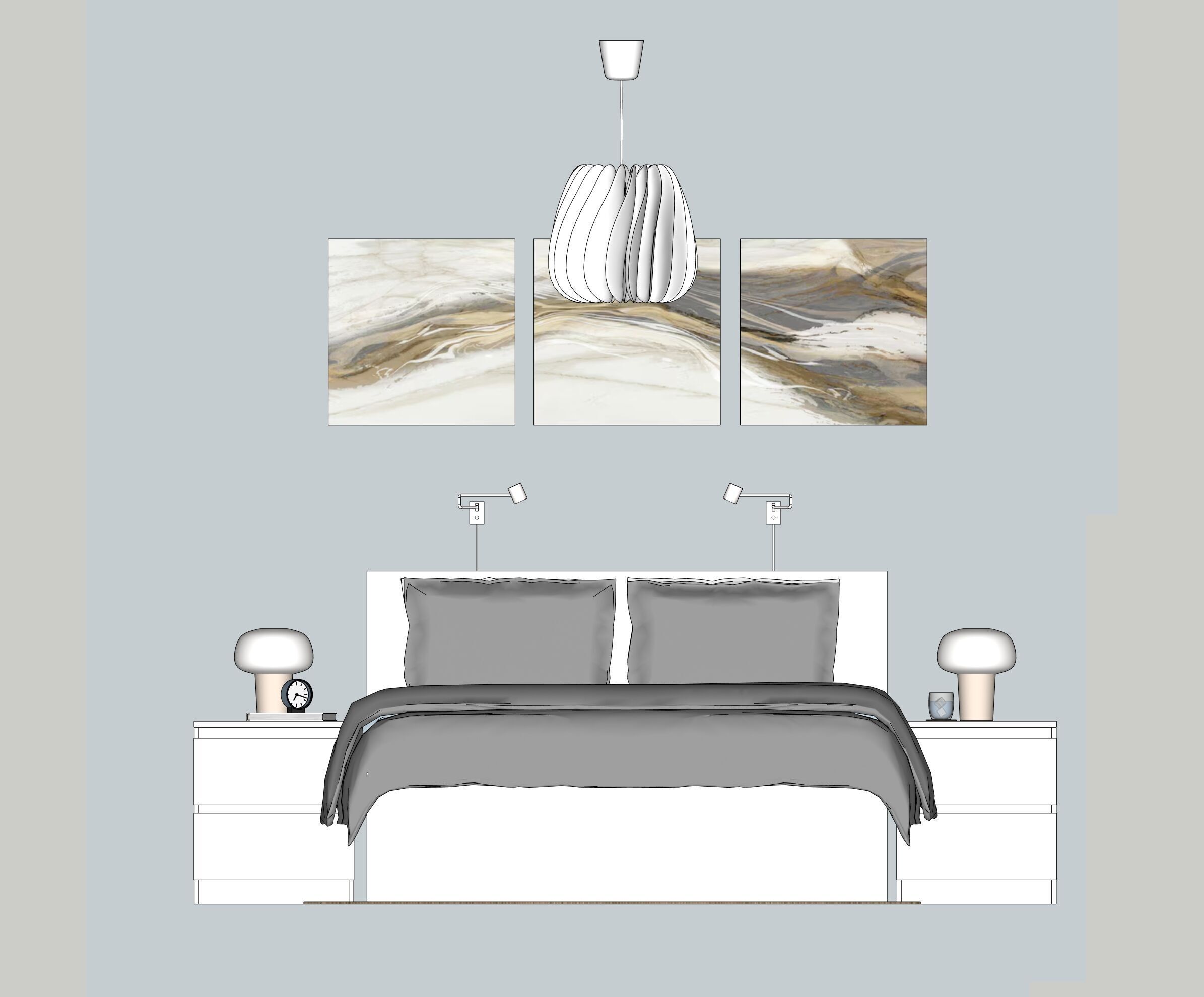 Bed IKEA MALM 3D model_4