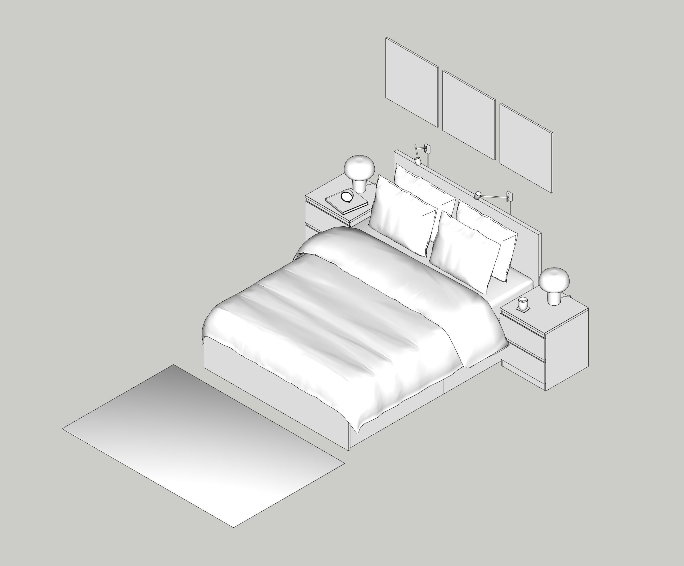 Bed IKEA MALM 3D model_9