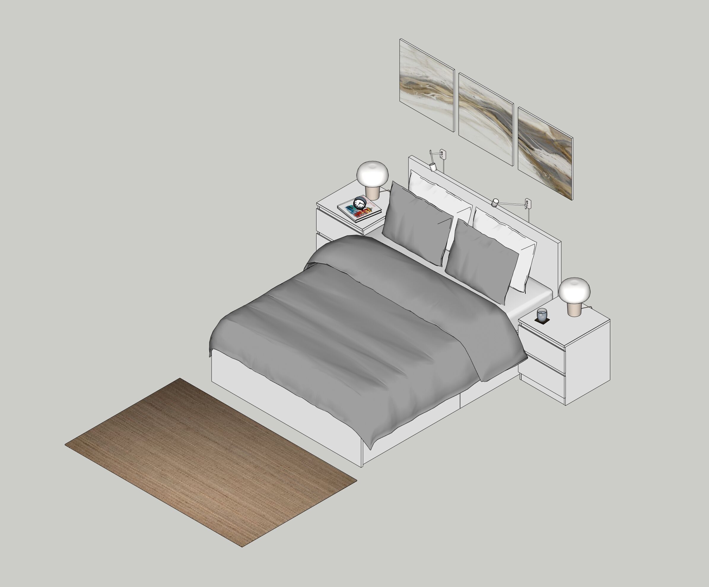 Bed IKEA MALM 3D model_7