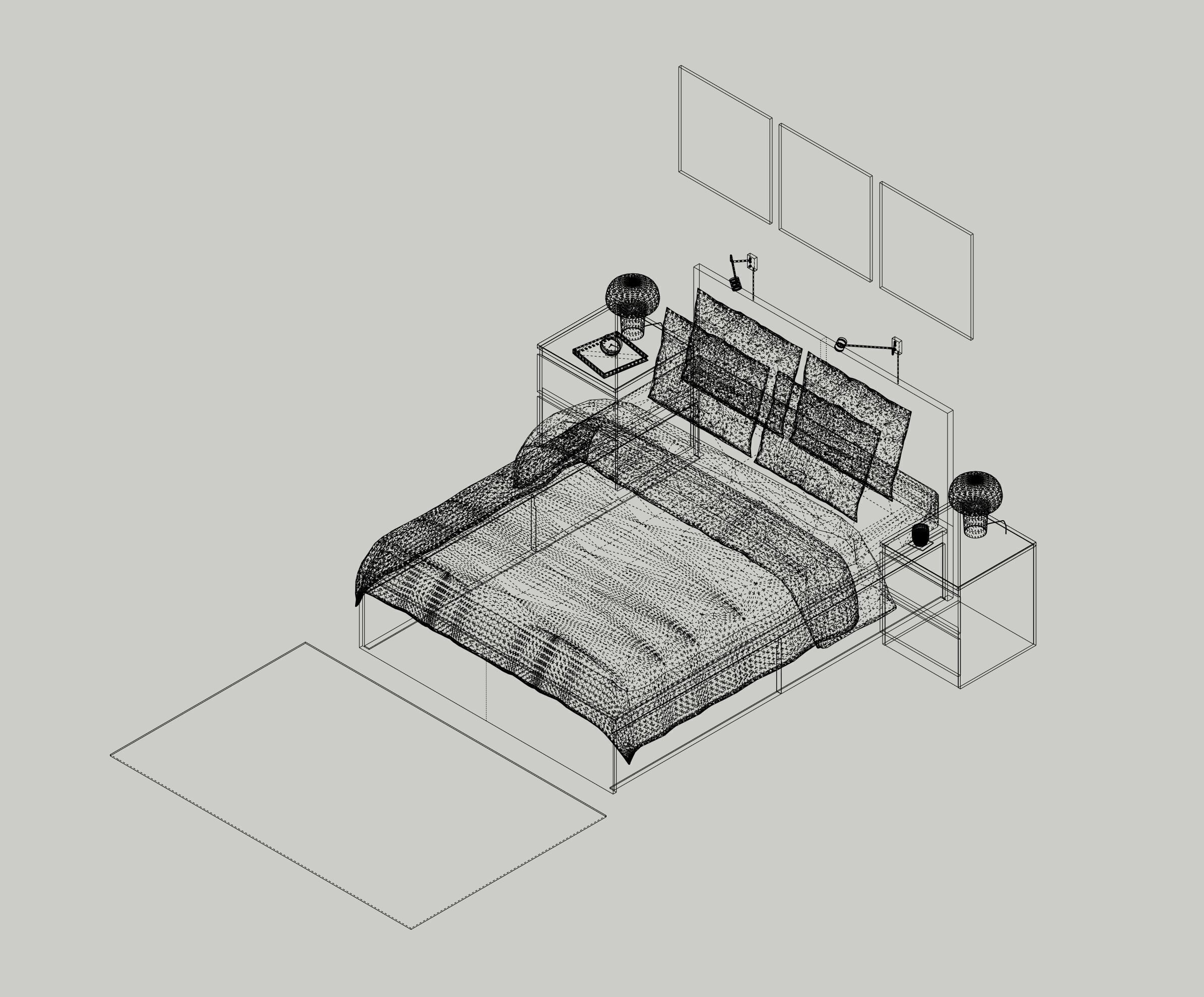 Bed IKEA MALM 3D model_8