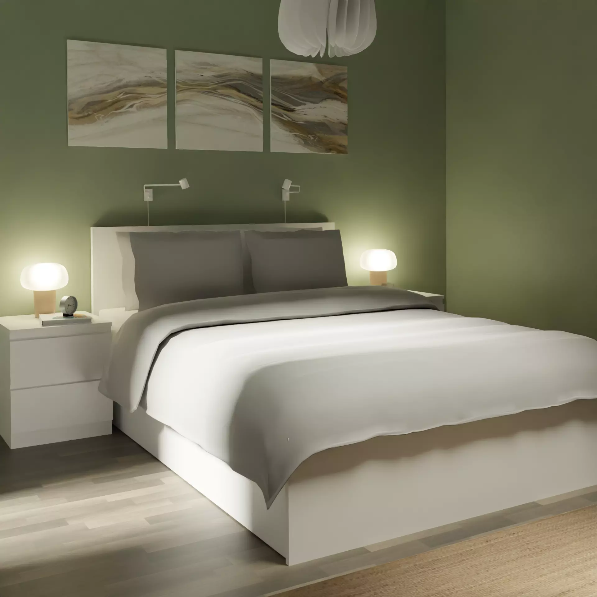 Bed IKEA MALM 3D model_0