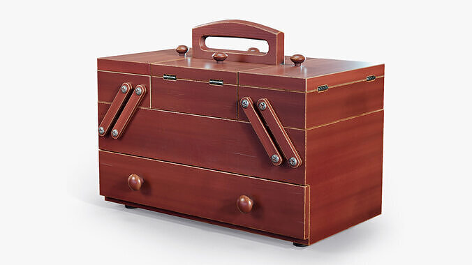 Sewing Box Wooden  Low-poly 3D model