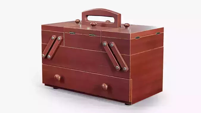 Sewing Box Wooden  Low-poly 3D model