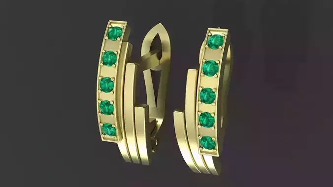 Earrings with track gems for CNC or 3D print model