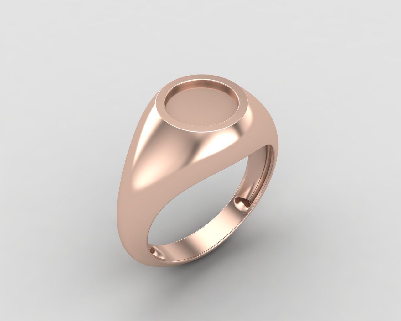 signet Ring Base 8mm top in All sizes 154-MWC 3D print model_3