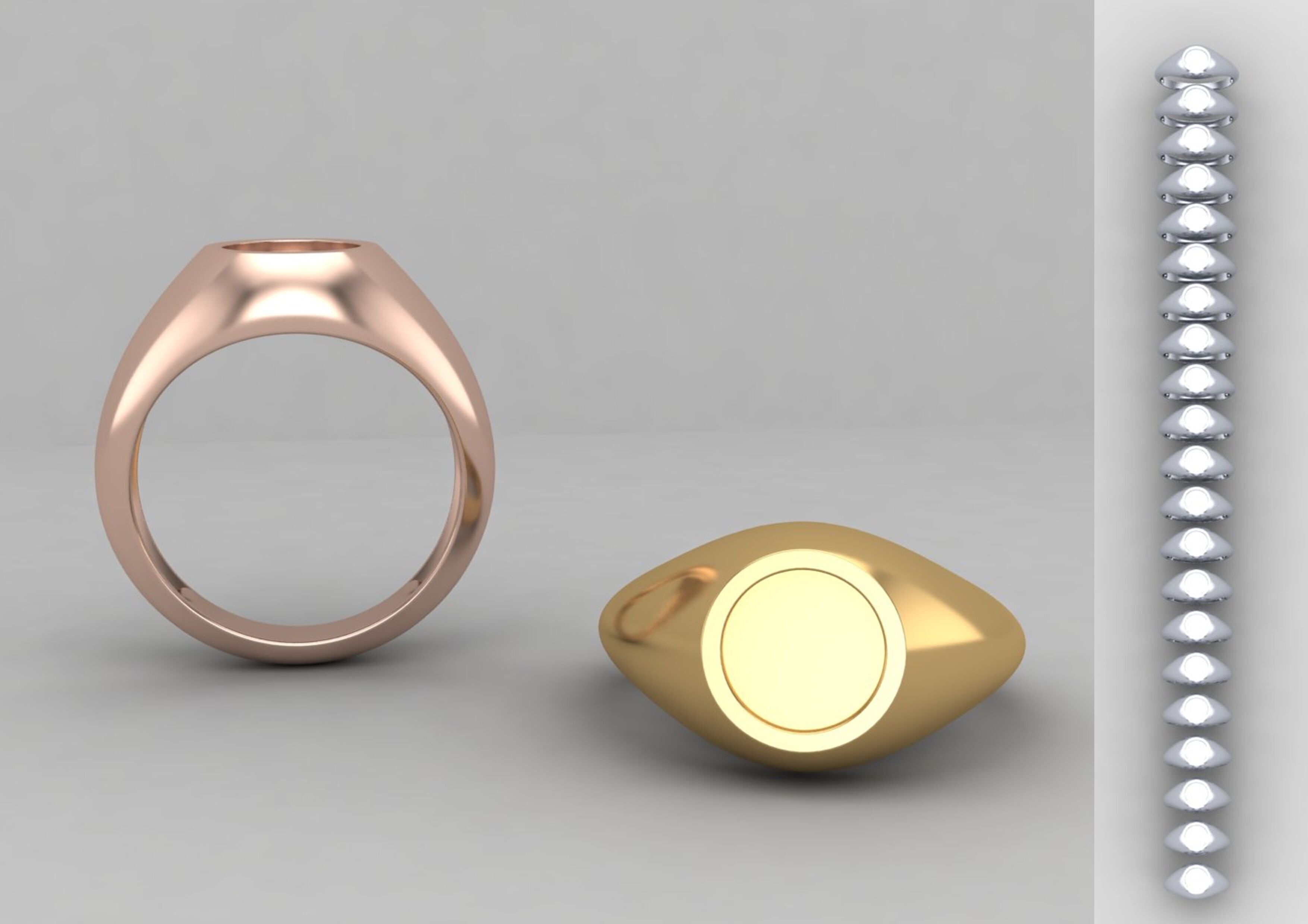 signet Ring Base 8mm top in All sizes 154-MWC 3D print model_1