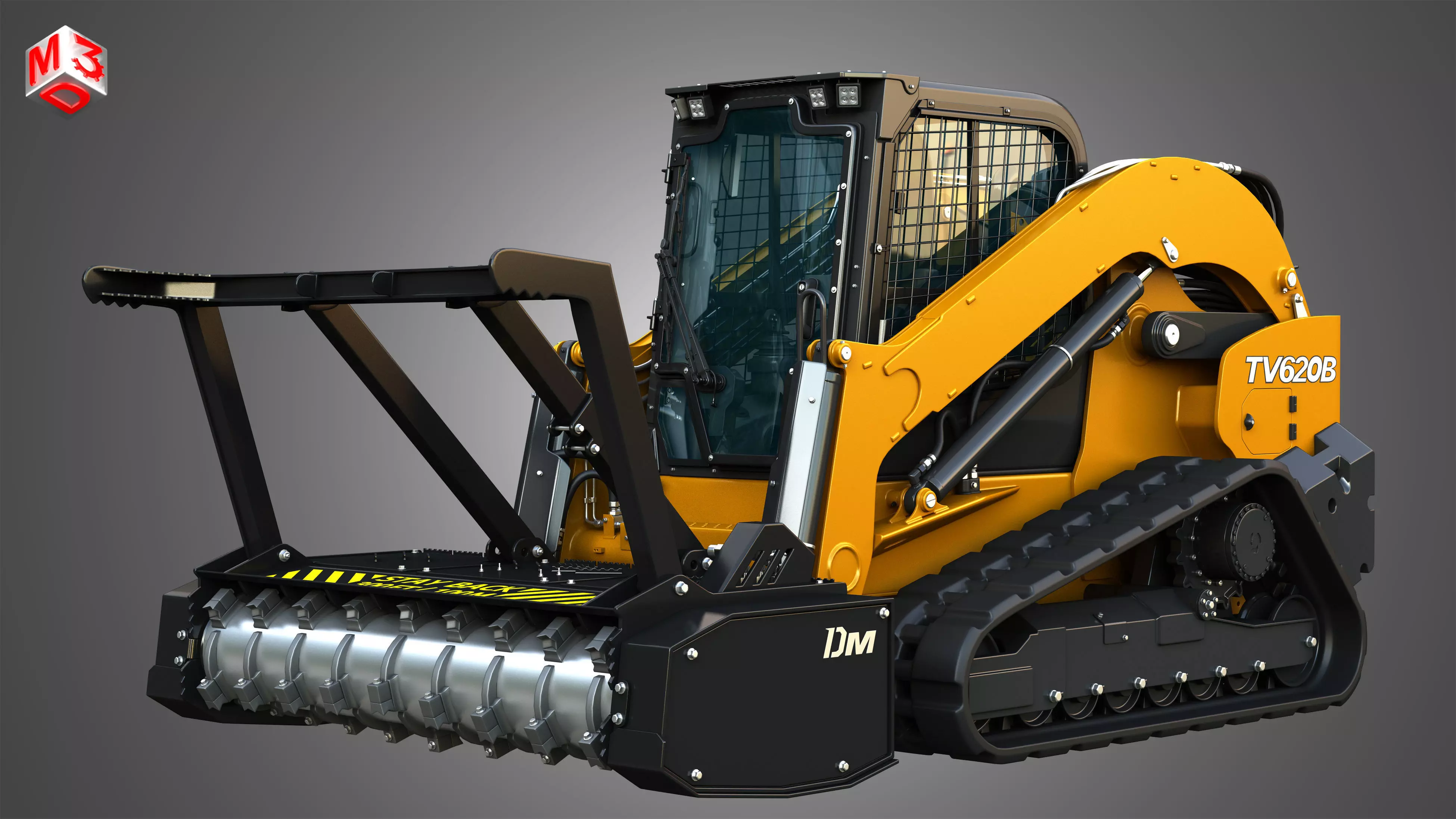 TV620B Compact Track Loader - Drum Mulcher 3D model