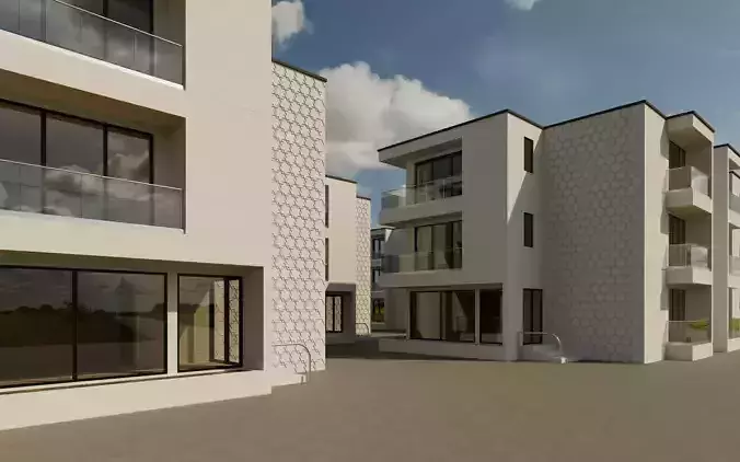 Residential Building Exterior Scene 3D model