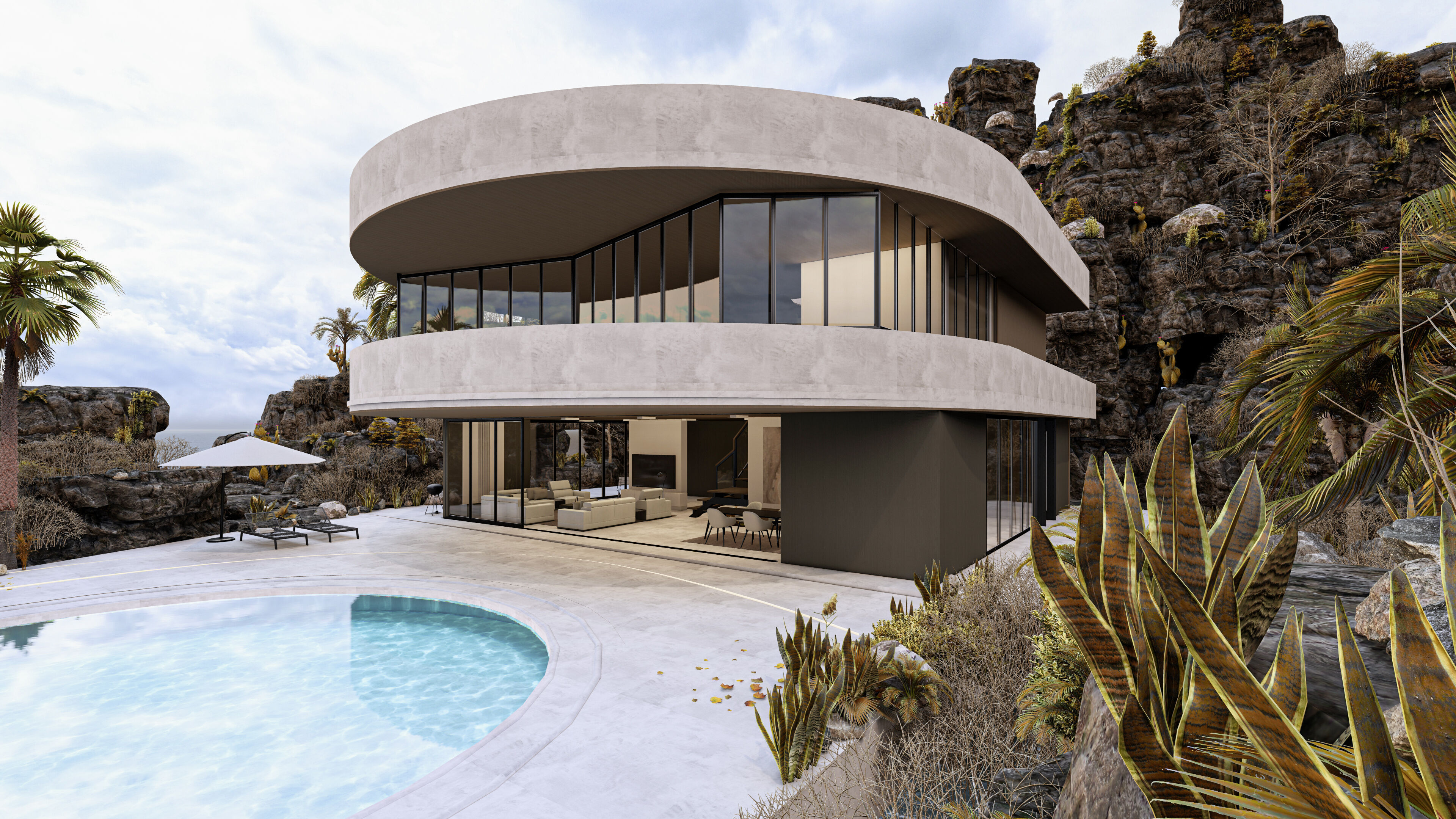 Modern Minimalist Amorphous Villa Complete Lumion Scene 3D model_8