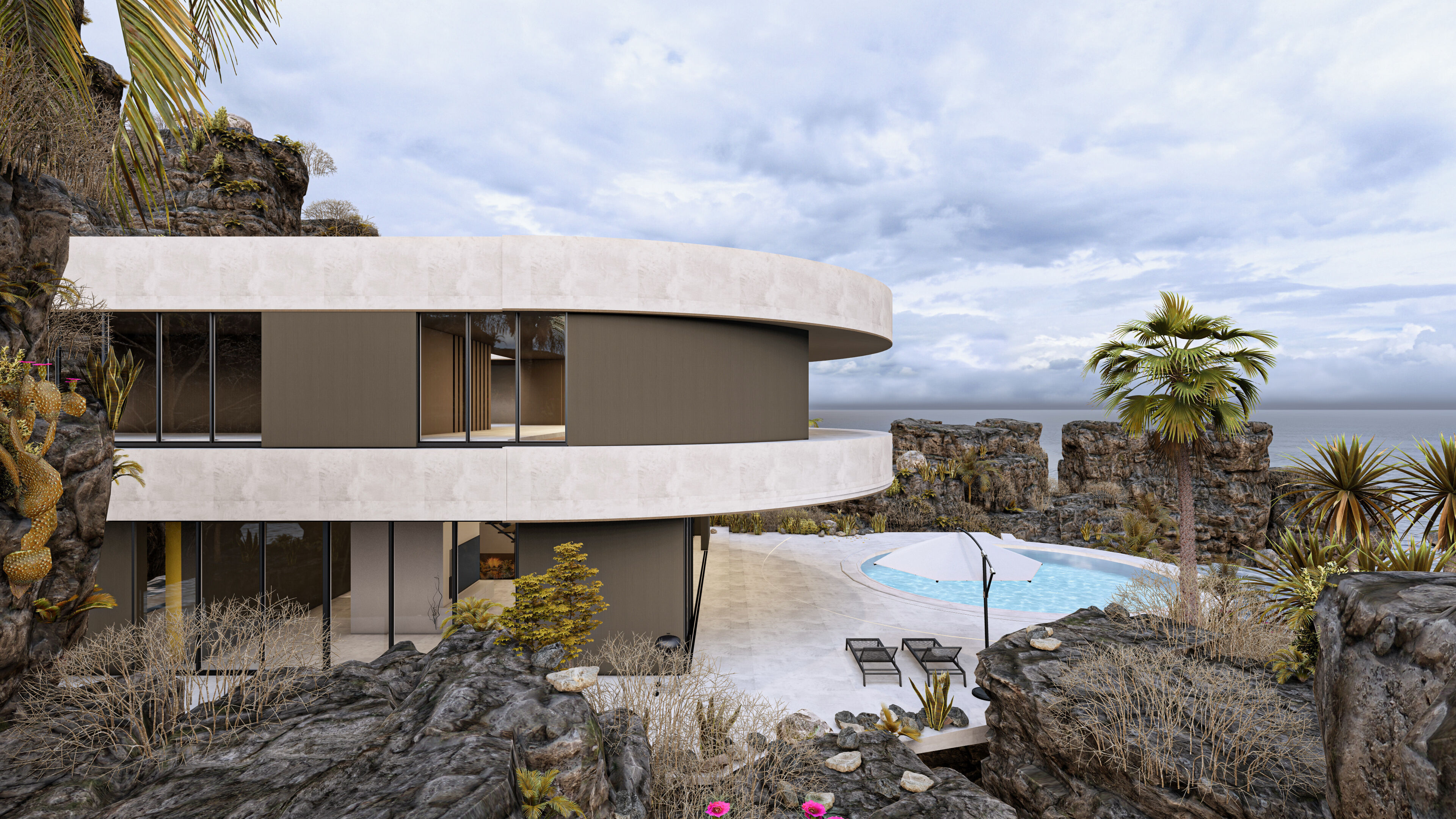 Modern Minimalist Amorphous Villa Complete Lumion Scene 3D model_3