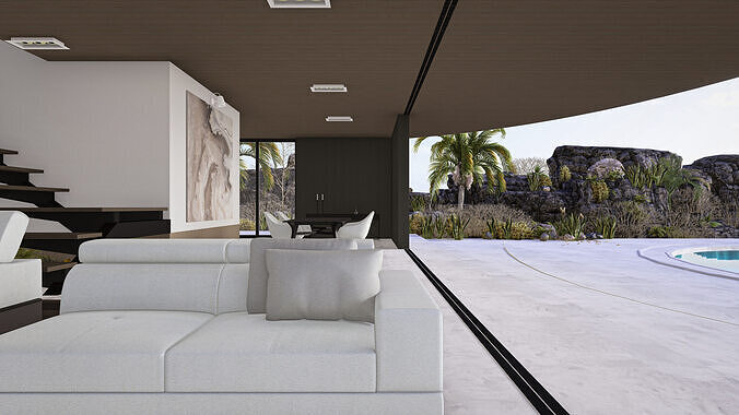 Modern Minimalist Amorphous Villa Complete Lumion Scene 3D model 3