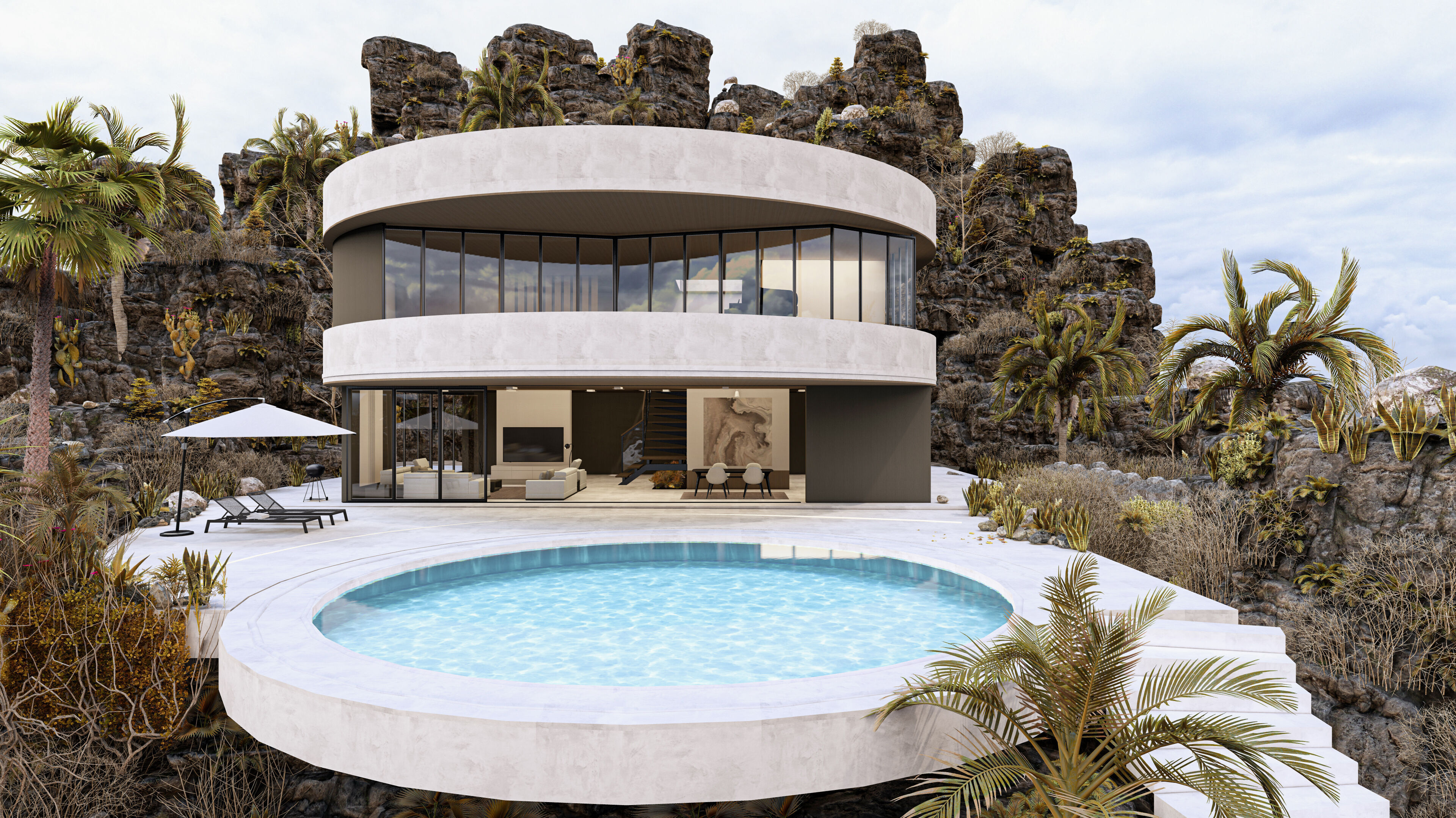 Modern Minimalist Amorphous Villa Complete Lumion Scene 3D model_10