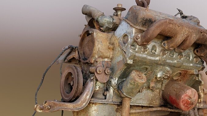 Old Rusty Y-Block V8 Engine Scan 3D model 6
