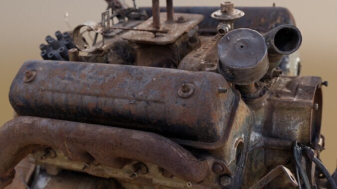 Old Rusty Y-Block V8 Engine Scan 3D model 5
