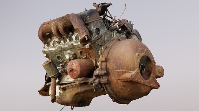 Old Rusty Y-Block V8 Engine Scan 3D model 3