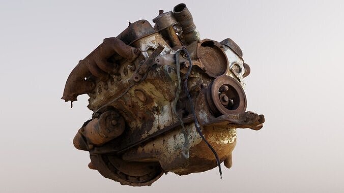Old Rusty Y-Block V8 Engine Scan 3D model 4