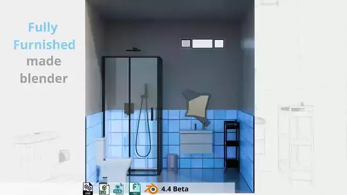 Cartoon High-Quality Bathroom Fully Furnished 3D model