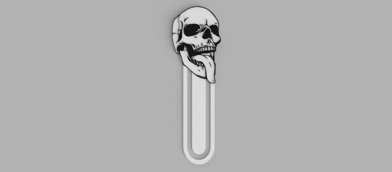 Skull and Crossbones Sticking Out Tongue Logo Bookmark Free 3D print model