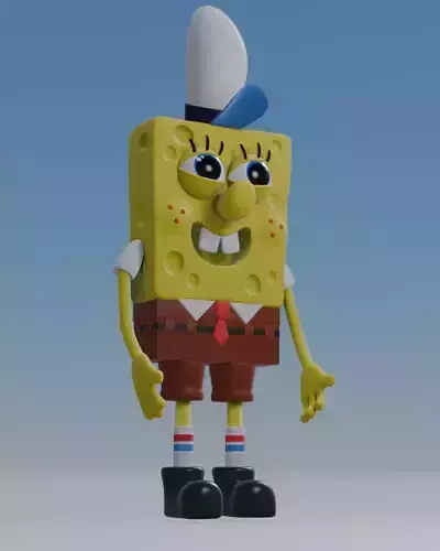Cartoon Sponge Character Low-poly 3D model