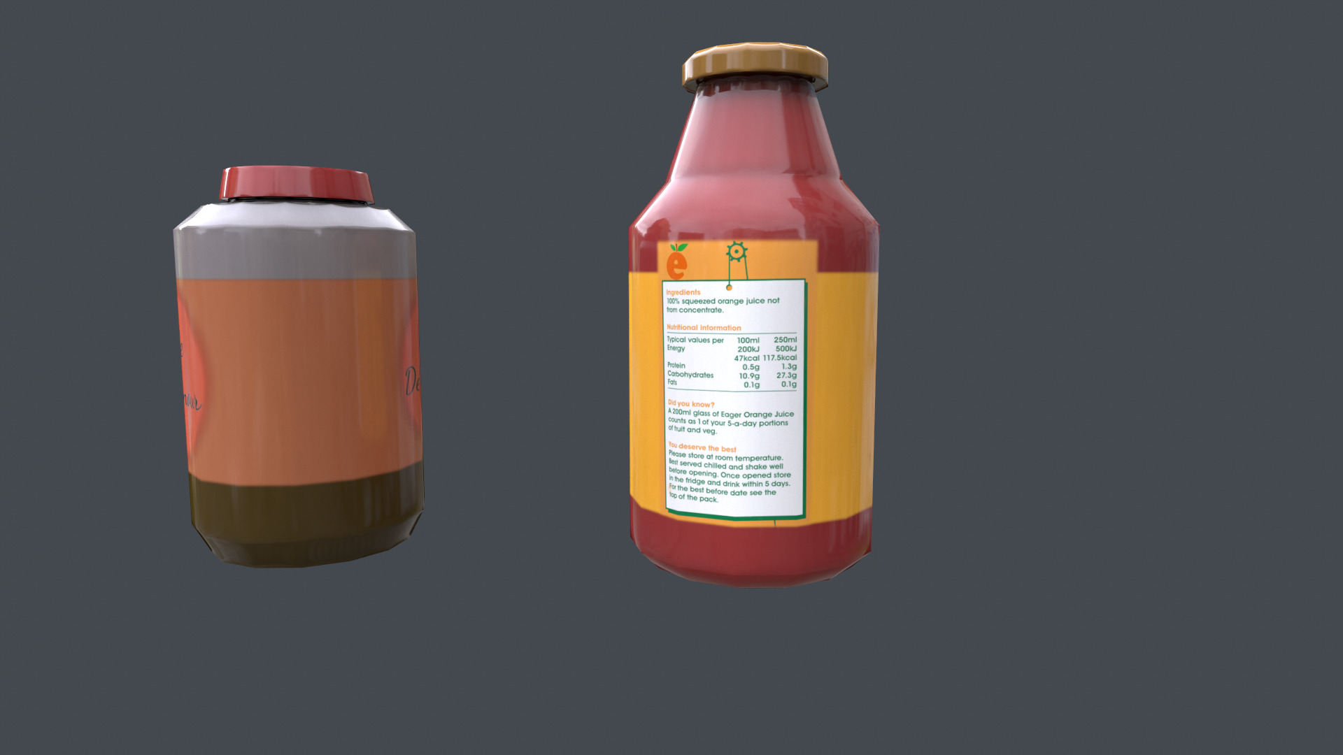 Juice bottles Low-poly 3D model_2