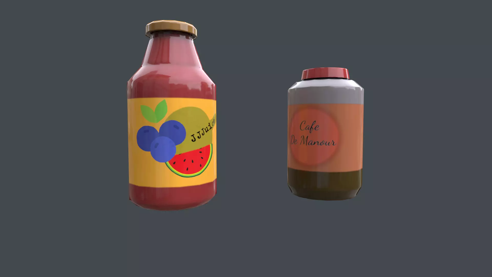 Juice bottles Low-poly 3D model_0