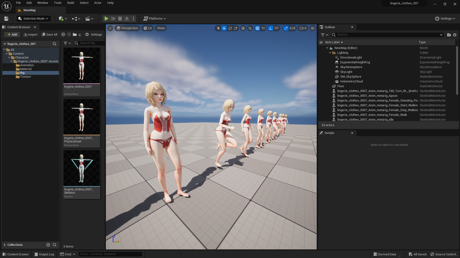 Lingerie clothes 0007 - Rig -Unreal - Unity - Blender - Animated Low-poly 3D model_8