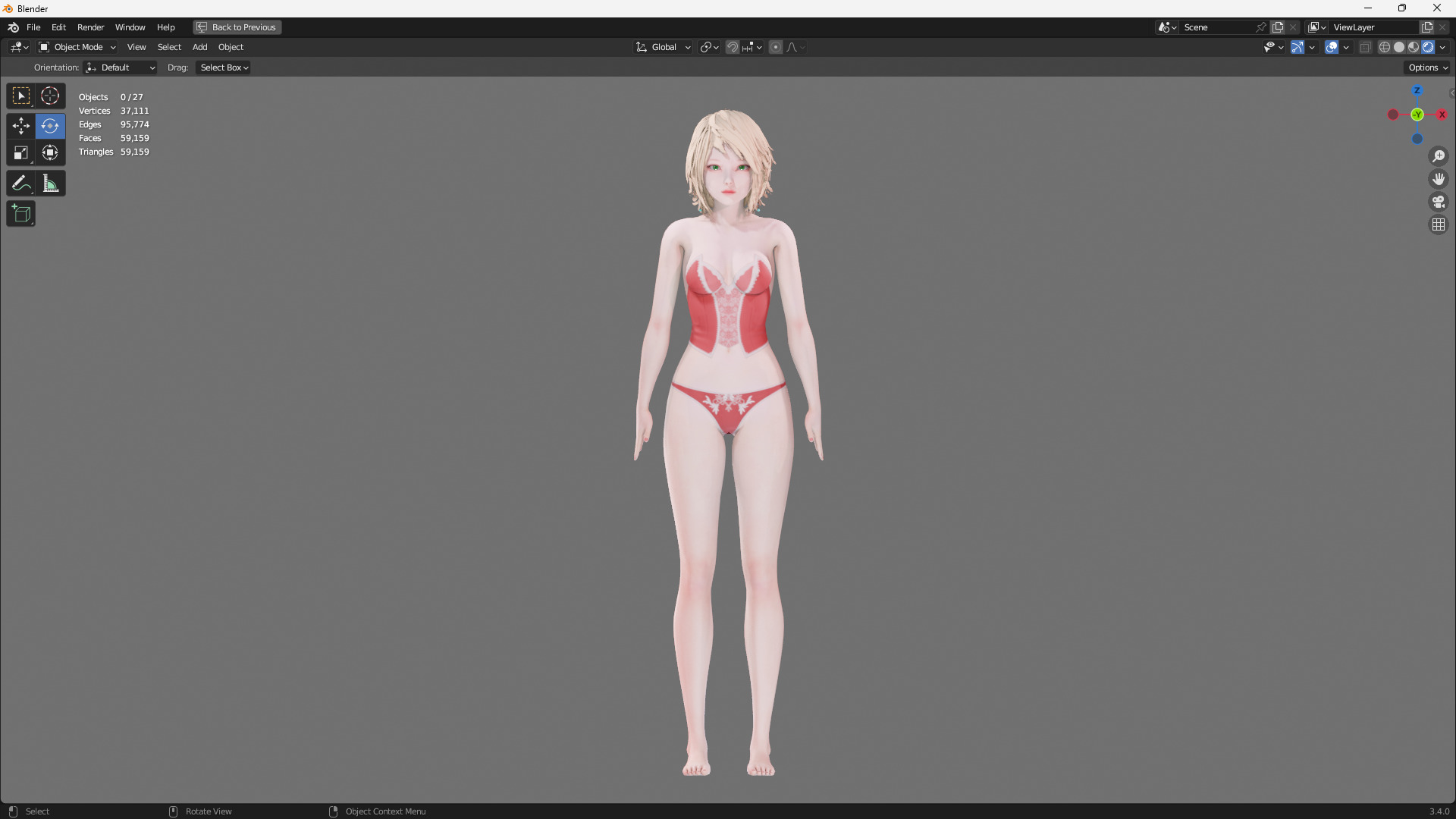 Lingerie clothes 0007 - Rig -Unreal - Unity - Blender - Animated Low-poly 3D model_7