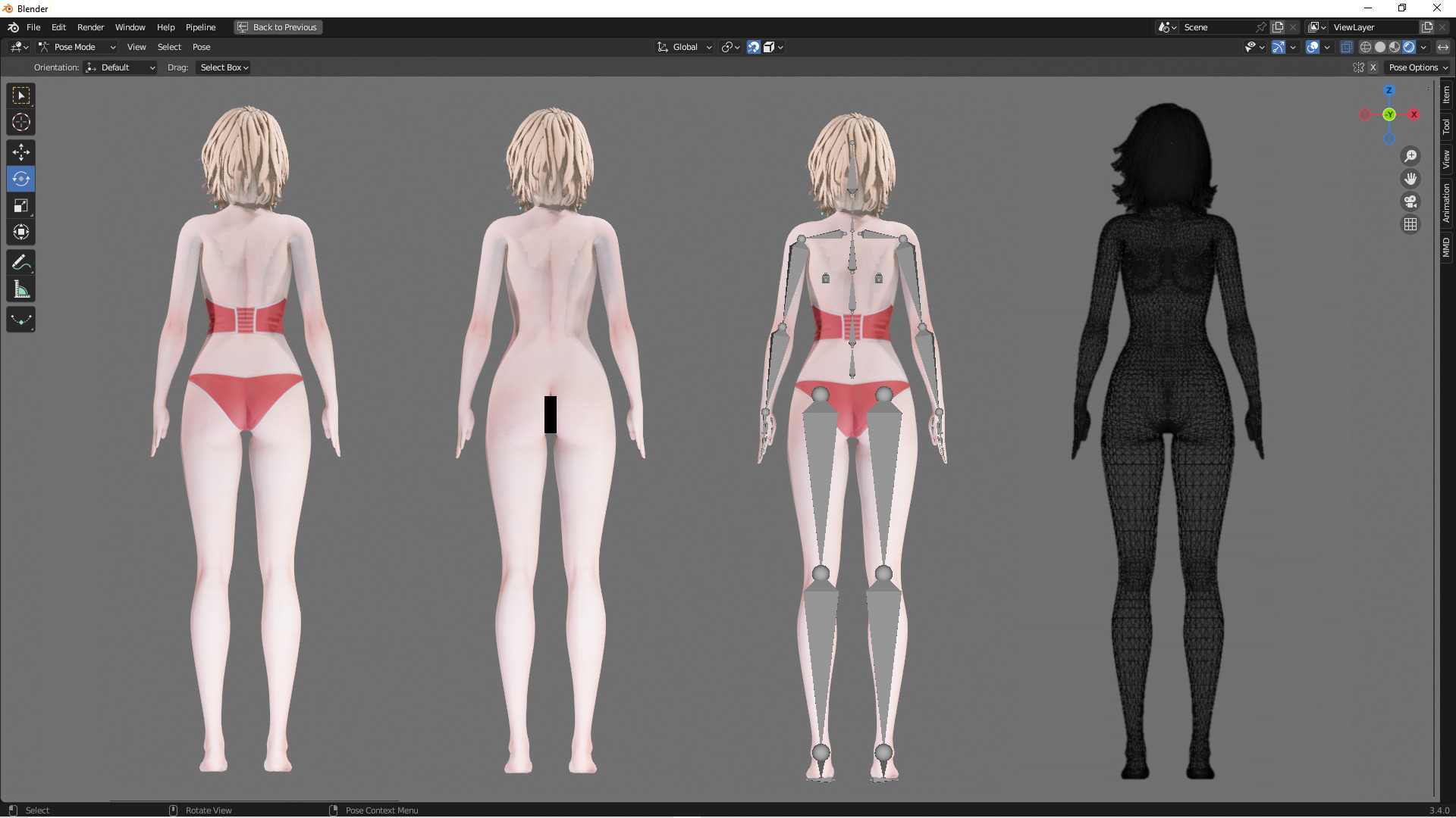 Lingerie clothes 0007 - Rig -Unreal - Unity - Blender - Animated Low-poly 3D model_4