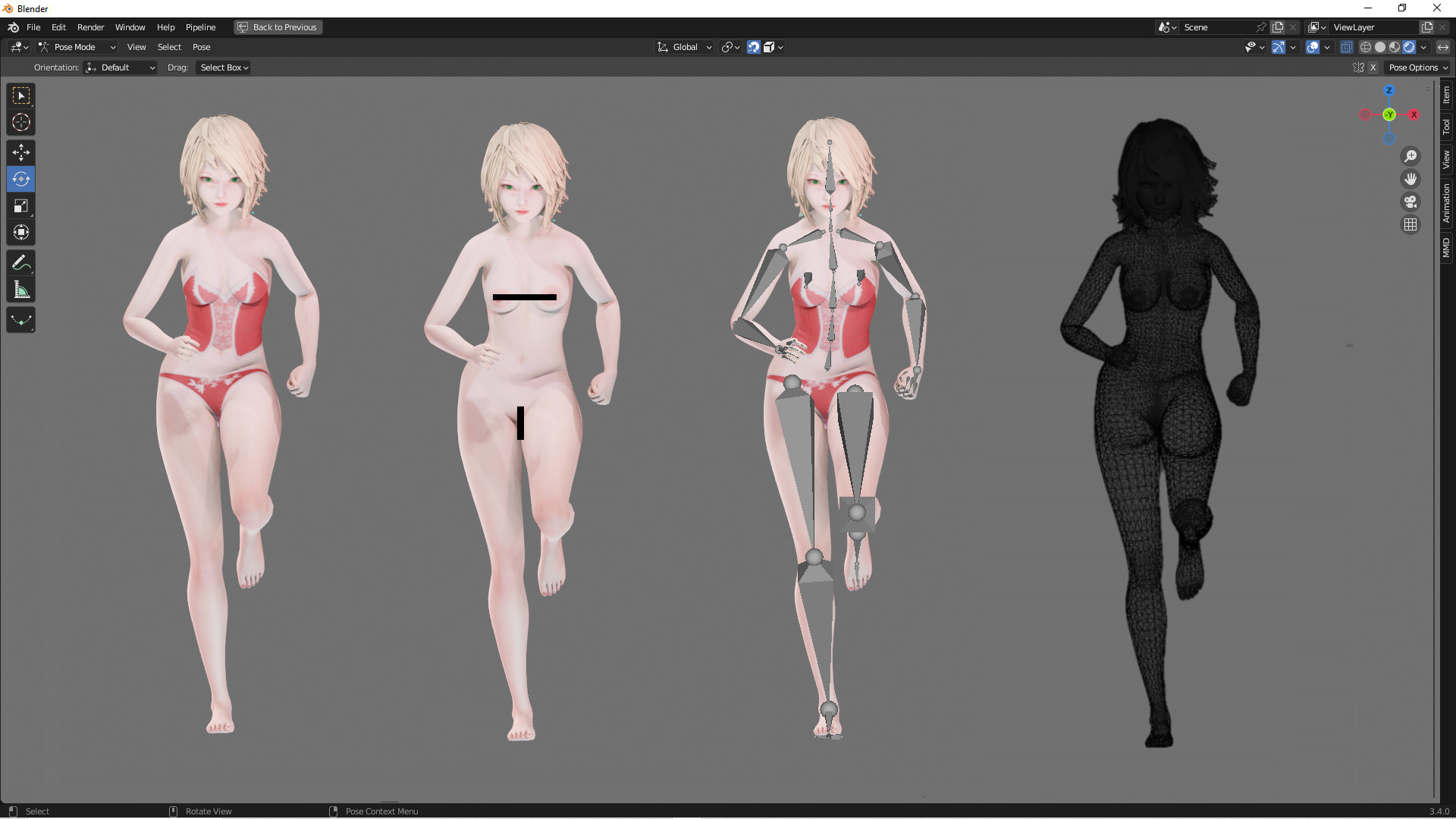 Lingerie clothes 0007 - Rig -Unreal - Unity - Blender - Animated Low-poly 3D model_5
