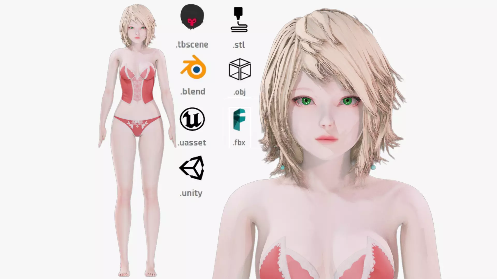 Lingerie clothes 0007 - Rig -Unreal - Unity - Blender - Animated Low-poly 3D model_0