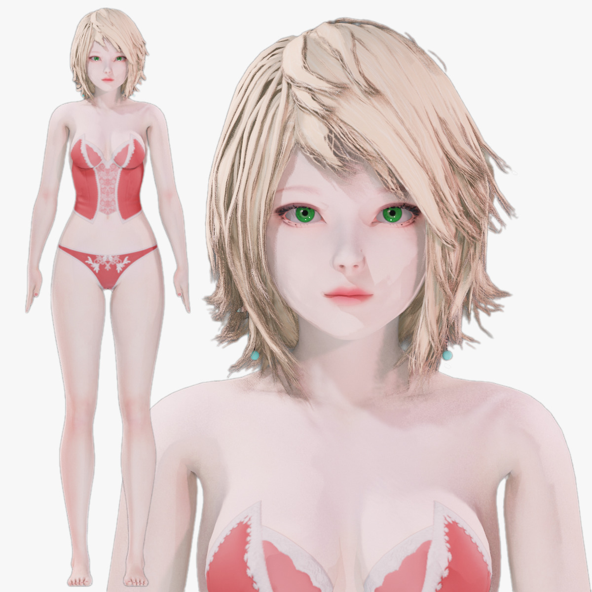 Lingerie clothes 0007 - Rig -Unreal - Unity - Blender - Animated Low-poly 3D model_47