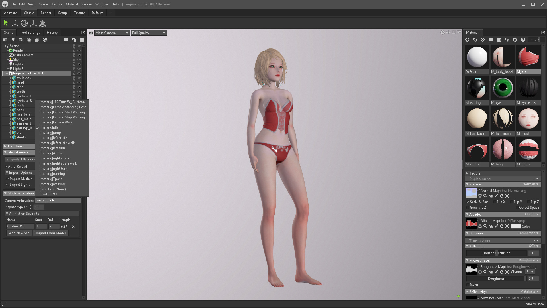 Lingerie clothes 0007 - Rig -Unreal - Unity - Blender - Animated Low-poly 3D model_10