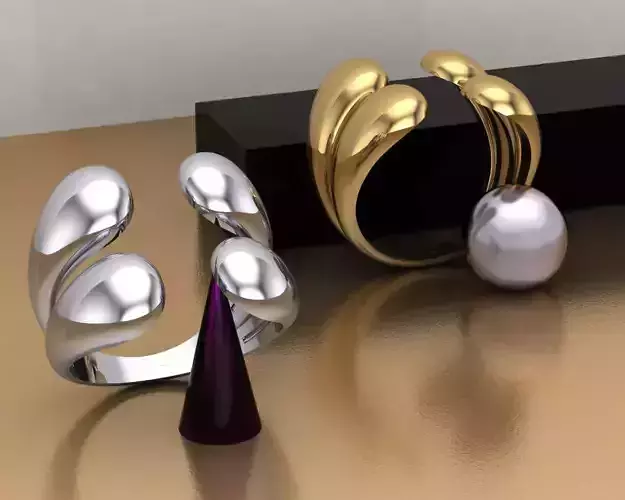 Organic Leaf-Inspired Open Ring Design 