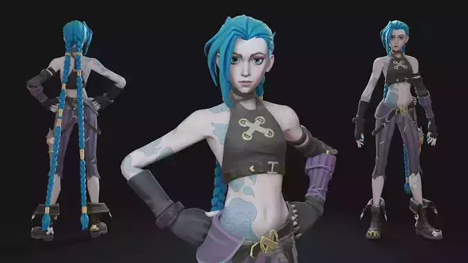 Jinx Arcane Low-poly 3D model
