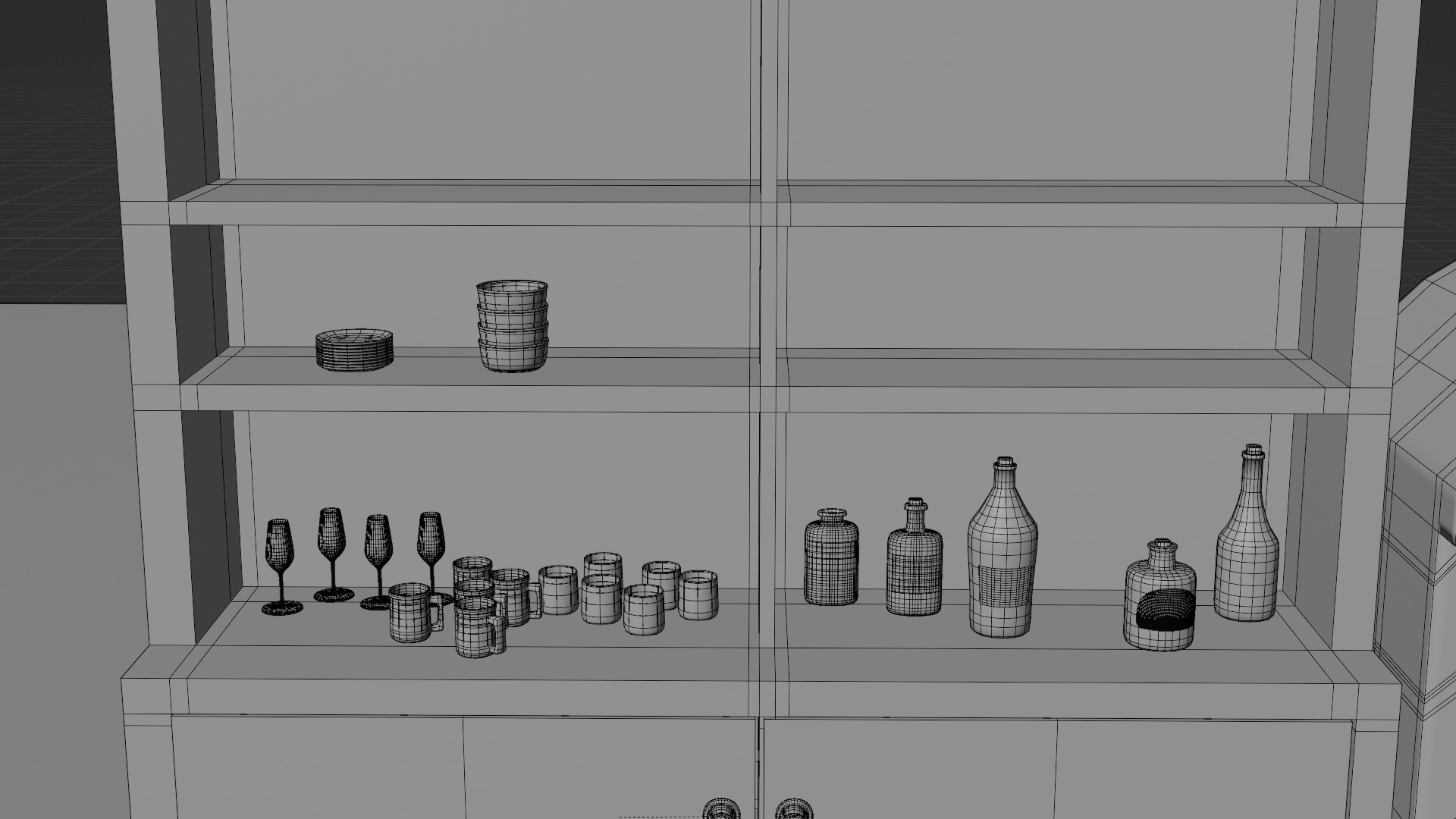 Simple tavern Set Low-poly 3D model_11