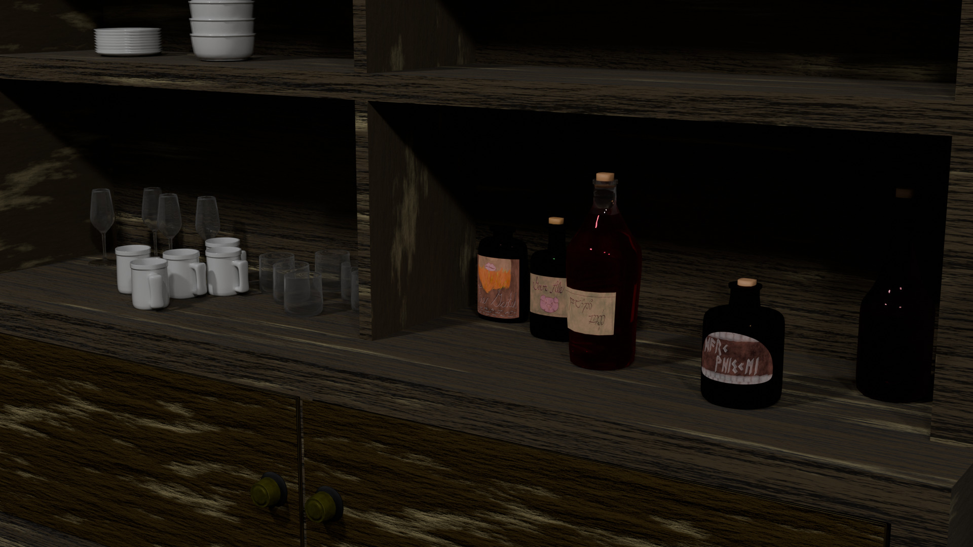 Simple tavern Set Low-poly 3D model_5