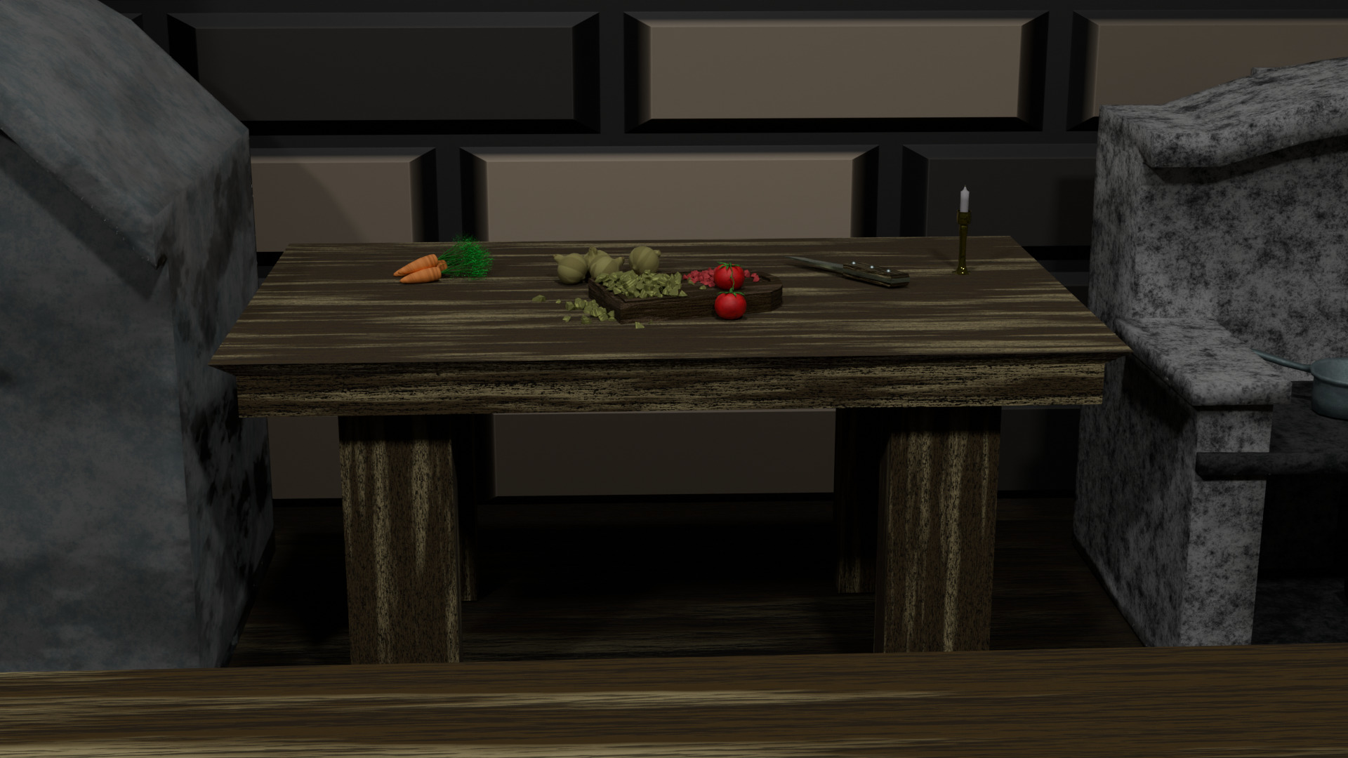 Simple tavern Set Low-poly 3D model_4