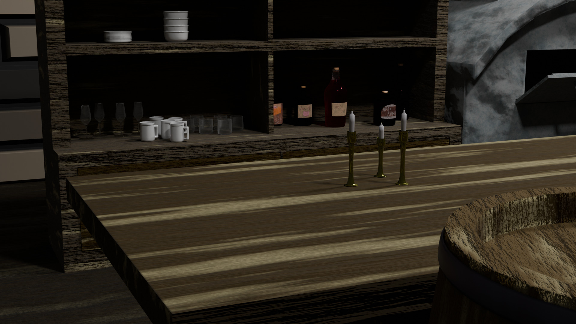 Simple tavern Set Low-poly 3D model_2