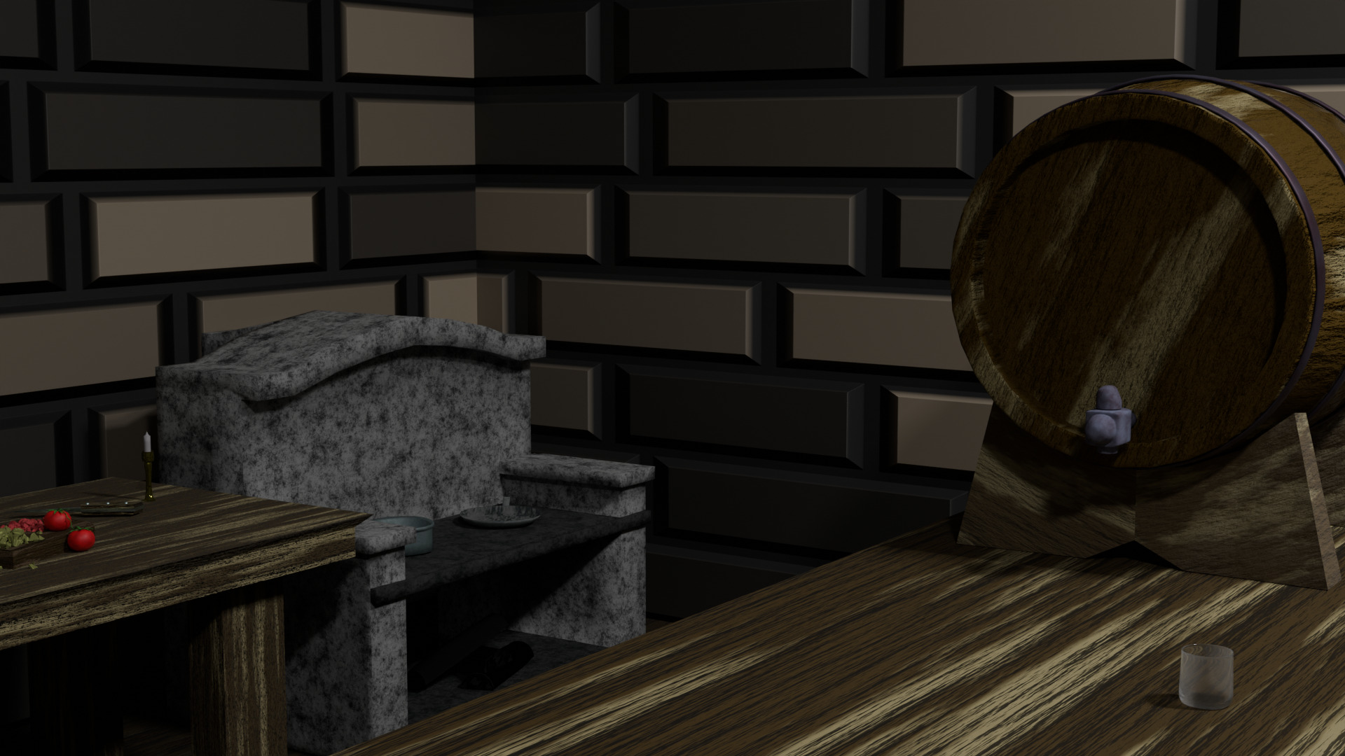 Simple tavern Set Low-poly 3D model_7