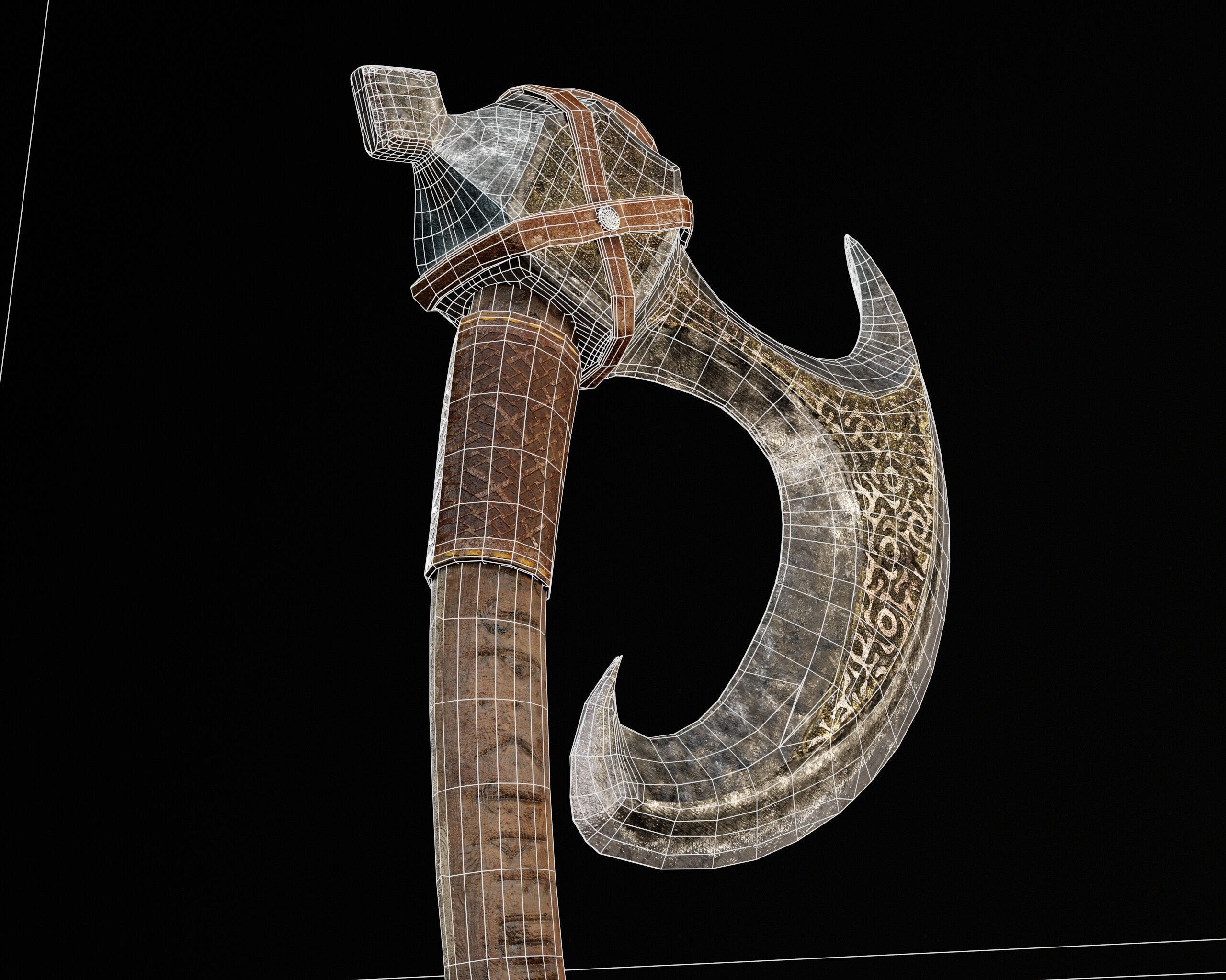 Viking Carved Axe  Low-poly 3D model_11