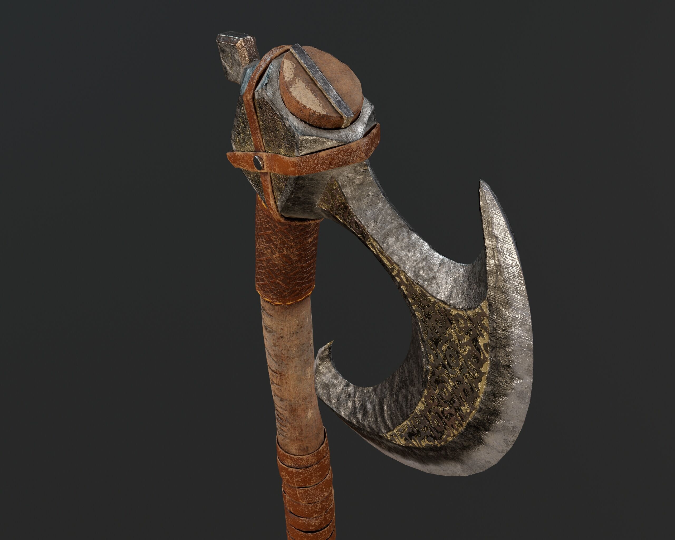 Viking Carved Axe  Low-poly 3D model_14